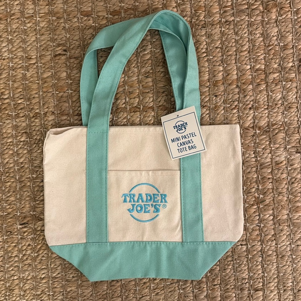 NWT Trader Joe’s Mini Tote Bag Green and Blue